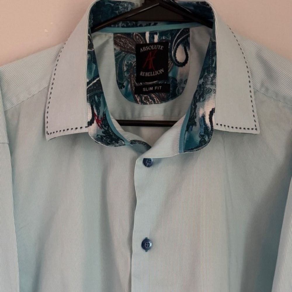 Absolute Rebellion Dress‎ Shirt Slim Fit Long Sleeve Button Down Design Size XXL